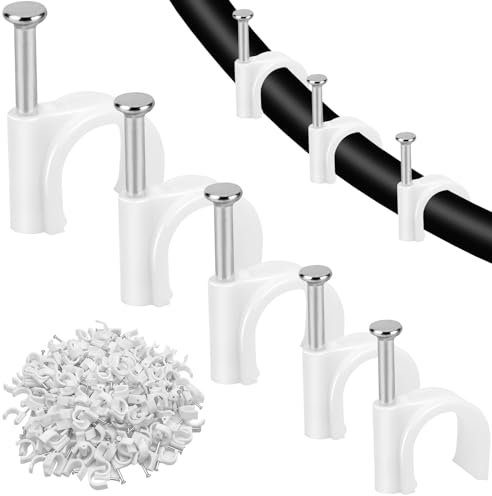 RAFIYU 500 Stück Nagelschellen Set Kabelschellen zum Schrauben, Kabel Wandhalterung mit Eingestecktem Nagel, Weiß Kabelklemmen Kabel Halterungen für Starkstromkabel Größen 4 mm,6 mm,8 mm,10 mm,12 mm