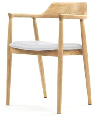 Kosmi Chaise Serena scandinave en Bois Naturel et Coussin Blanc