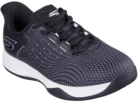 Skechers Women's Viper Court Reload Pickleball-Shoes, Black Synthetic/Textile/White Trim, 6 UK