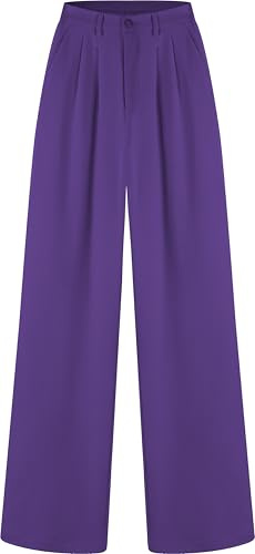 Tronjori Pantaloni da donna a vita alta casual a gamba dritta pantaloni da lavoro per ufficio pantaloni da lavoro pantaloni da tuta con elastico in vita