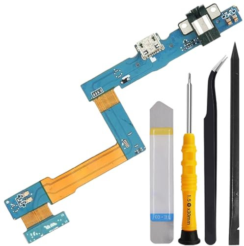 ZHUROUPU Charging Port for Samsung Galaxy Tab A 9.7 Inch SM-T550/T555, USB Dock Connector Replacement with Flex Cable Microphone/Headphone Jack Replacement Board to Fix Not Charging,Tool Set