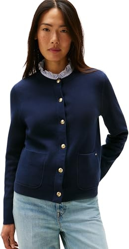 Tommy Hilfiger Chaqueta de Punto Mujer Cardigan Co Jersey Reversible Cardi con Botones