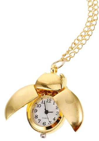 SAFIGLE Reloj de bolsillo de mariquita vintage con cadena reloj de cuarzo portátil para mujeres y hombres reloj retro creativo con tapa abatible colgante elegante reloj de bolsillo para uso diario y