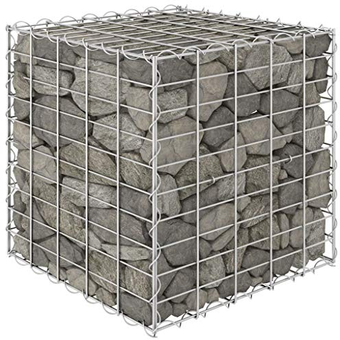 Verderoom Gabbione Letto Rialzato a Cubo in Filo di Acciaio 50x50x50cm, Gabbione in Rete Metallica, Gabbioni Metallici, Gabbione per Sassi, Gabbioni da Giardino
