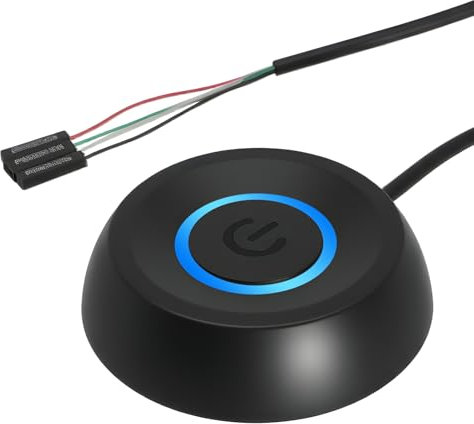 Netzschalter für Desktop Computers Binghe PC Power Button, PC Startknopf Extern, Einschaltknopf Extern, tragbare Büroschalter Externes Tastenschalter Verlängerungskabel 1.8 Meter mit LED-Licht