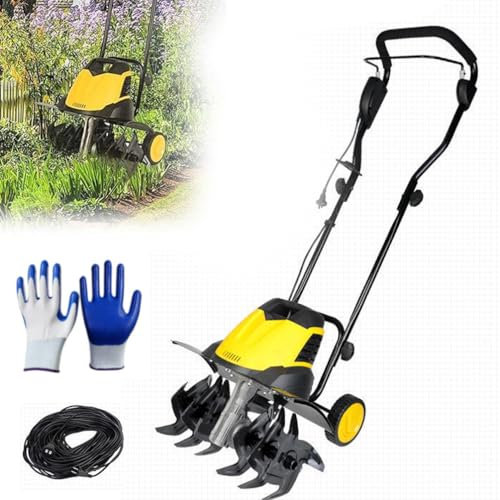 Motocoltivatore elettrico da giardino, motozappa a batteria da 2400 W con 6 lame, profondità di lavorazione 22 cm e larghezza 45 cm, cavo di alimentazione da 30 m, motozappa pieghevole per prati e t