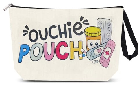 Funny Ouchie Pouch Medicine First Aid Bag for Travel Camping Toiletry Bag with Zipper First Aid Kit Meds Storage Organiser Bag for Women Men