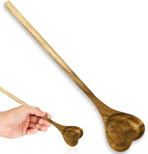 FLEXNOVA Cucchiaio da cucina a forma di cuore, 28,5 x 6 cm, cucchiaio da cucina in legno, cucchiaio da cucina personalizzato per inaugurazione della casa, regalo di nozze
