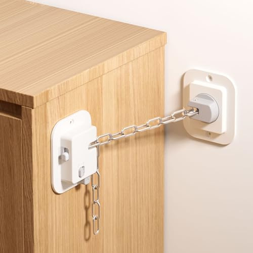 YEYA Upgraded Anti-Tip No Drill Furniture Anchor with Strong 3M Adhesive Backing 10 Adjustable Steel Cable Straps, Wall Anchors for Child Safety 2P