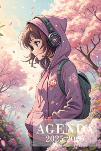 Agenda 2025 2026: Scolaire, Fille Kawaii Manga Anime | UN JOUR PAR PAGE | De Septembre 2025 A Juillet 2026 | Primaire, Collège, Lycée | Format Standard A5