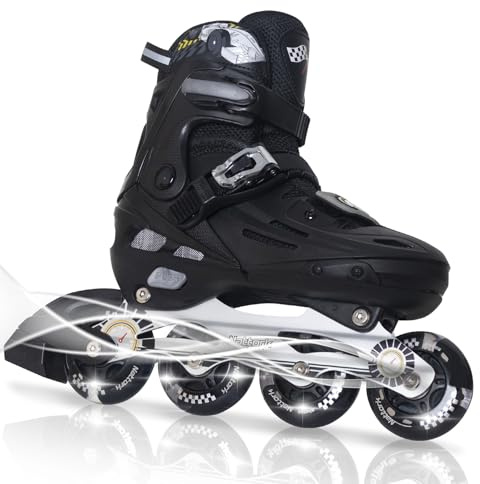 Inline Skates for Boys and Girls Youth, 4 Size Adjustable Roller Skates with PU Wheels, Aggressive Inline Skates High Performance for Kids Age 6-12