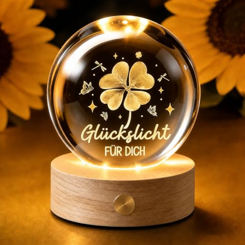 Glücksbringer,60mm Aufladbar LED Glaskugel Geschenke für Frauen Freundin