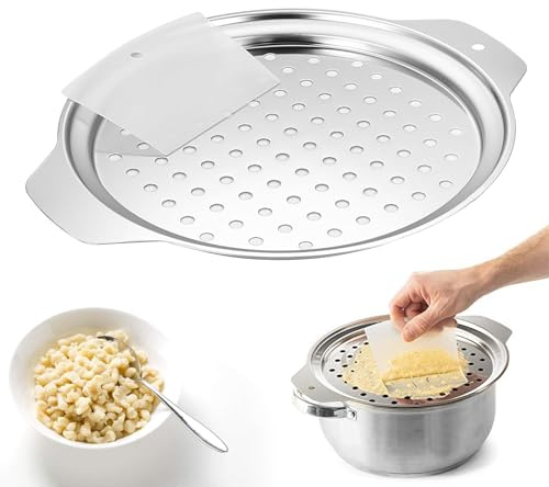 Pressa per spätzle in acciaio inox, grattugia per spätzle e spätzle, accessorio per pentole da 24-28 cm con raschietto, colino per spätzle, alternativa al tagliere per spätzle, acciaio inox di alta