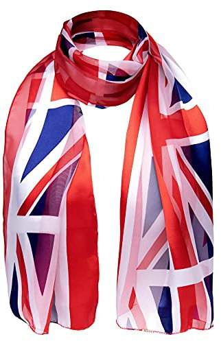 Basic Sense Patriotic UK Union Jack Flag Satin Silky Scarf Sport National Event Accessory