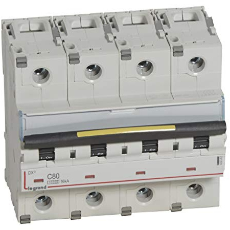 Disjoncteur DX³ 10000-16kA - 4P - 400V~ - 80A - courbe C - 6 modules
