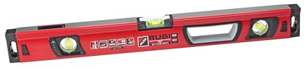 RUBI Level Antishock Professionelle Wasserwaage 61 cm – Hochpräzise Aluminium-Wasserwaage mit stoßfesten Libellen – robustes Messwerkzeug für horizontale, vertikale und 45°-Winkel – ergonomischer