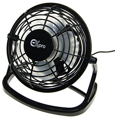 Ex-Pro Mini 4 Inch Ultra Quiet Desktop Cooling USB Fan with Tilting Design, Perfect for Home and Office Use, Simple Plug and Play - Black