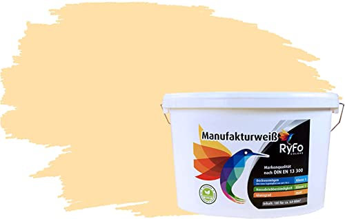 RyFo Colors Bunte Wandfarbe Manufakturweiß Marshmallow 10l - weitere Orange Farbtöne und Größen erhältlich, Deckkraft Klasse 1, Nassabrieb Klasse 1