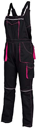 NIZO A Sicherheitslatzhose für Frauen in SCHWARZ - Latzhose Arbeitshose Damen Mädchen Schutzhose Arbeitslatzhose Kombihose (188/100-108)