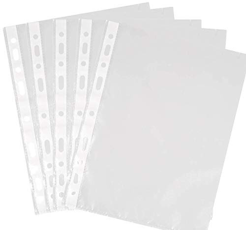 LBS 1000x Prospekthüllen GLASKLAR Din A4, 100 Stück, PVC-frei, reißfest, transparente Polypropylen-Folie, dokumentenecht mit Lochrand, Stärke 50my