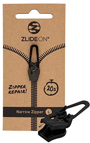 ZlideOn Cursore Cerniera Ricambio - Nero, Stretto (L) - Cursori per Cerniere Lampo (Disponibile in Varie Taglie)