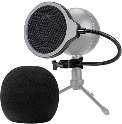 Snowball Mic Pop Filter - 4 Inch 3 Layers Windscreen with Flexible 360° Gooseneck Clip for Blue Snowball Microphone to Improve Sound Quality by YOUSHARES