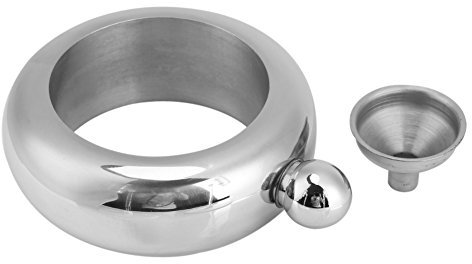 Frasco de cadera en forma de brazalete Pulsera de acero inoxidable en forma de garrafa Botella de vino Whisky Drinkware Recipiente de alcohol Botella de almacenamiento de licor con embudo(Plata)