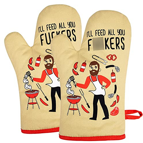 Miracu Funny Oven Mitts, Presents for Chefs, Cooking Gadgets, BBQ Oven Mitt, Unique Gifts for Cooks Dad Brother Him, Manly Fathers Day, Housewarming Grilling Kitchen Chef Gifts for Men Who Cook Grill