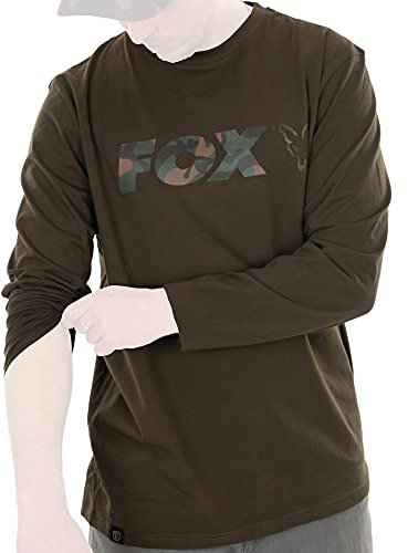 Fox Khaki/Camo Raglan Long Sleeve T-Shirt - Angelshirt, Größe:S