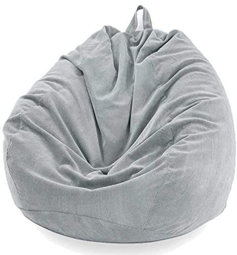 Chickwin Bezug für Sitzsack, Birne, Samt, Sitzsack, ohne Füllung, für drinnen und draußen, Entspannung, Liegestuhl, Wohnzimmer, Schlafzimmer, Kissen (Grau, 70 x 80 cm)