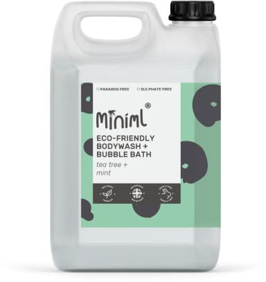 Miniml Jabón corporal y baño de burbujas Miniml, recarga 5L, hidratante con pomelo rosa y aloe vera, baño de ducha ecológico, apto para veganos, exfoliante alta espuma