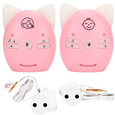 Monitor de Audio para Bebés, Cuidador de Bebés Inalámbrico de Largo Alcance con Conversación de 2 Vías con Luz Nocturna Pequeña, Música Incorporada, para el Hogar (Rosa)
