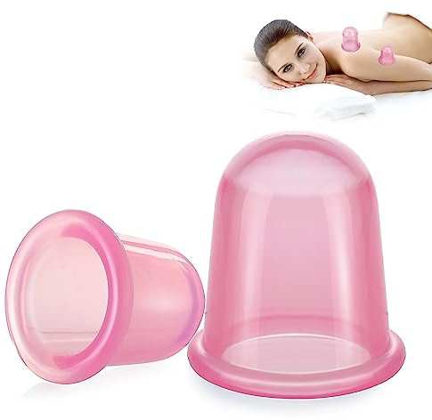 2 Pcs Coppetta Anticellulite in Silicone, Coppette Massaggio Cupping Anti Cellulite, La coppettazione sottovuoto può essere utilizzata per glutei, collo, ventose anticellulite (Rosa)