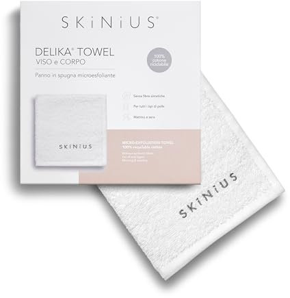 DELIKA Towel Panno Struccante per il Viso 100% Cotone Bio Riciclabile - Spugna per Esfoliazione Delicata e Pulizia Profonda per Viso e Corpo - Adatta a tutti i tipi di Pelle