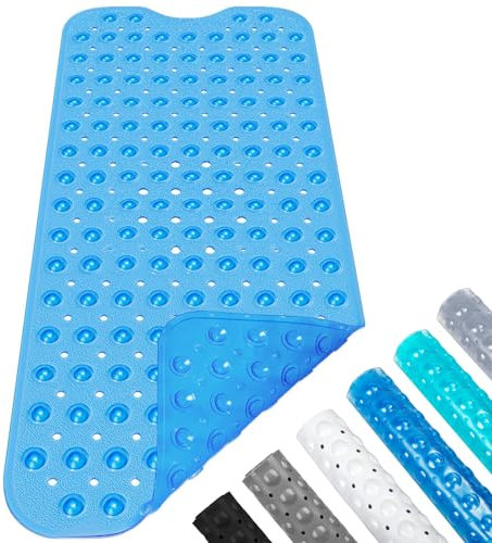 Badewannenmatte Duschmatte 100x40 cm Badewanneneinlage Antirutschmatte rutschfest Maschinenwaschbar (Transparentes Blau)