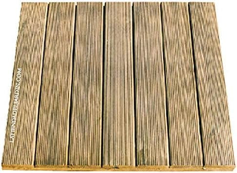 Suinga Baldosa de madera de pino recta 50x50 cm y 32mm, utilizada en patios, terrazas o duchas de piscinas, marrón