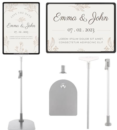 CYEER 2 Stück Infoständer A3 Outdoor, 38-65CM Infoständer A3 Höhenverstellbar, Infoständer Din A3 Schwarz, Präsentationsständer, Prospektständer A3 Stehend, Plakatständer für Poster, Werbung, Verkauf
