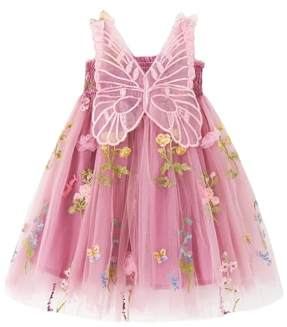 Miipat Klänning för bebis, flicka, tyll, fjäril, ung, barn, flicka, sommar, ärmlös, broderad, blomma, prinsessa, bröllopsfest, födelsedagsfest, klänningar för flickor