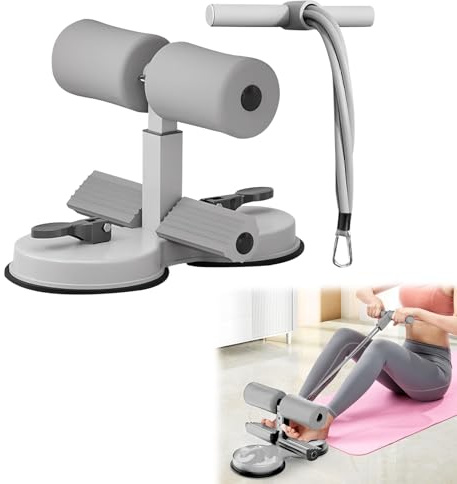 Barre de sit up portable, appareil d'entraînement portable, appareil d'entraînement pour abdominaux, sport, perche auto-amorçante, barre d'assistance assistante (gris)