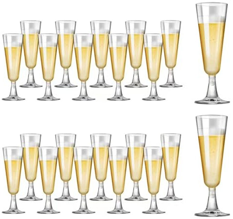 22 Stück 160ml Sektgläser,Mehrweg Champagnergläser,Hochwertig Sektflöten,Sektkelch für Geburtstag Party,Transparentes Sektglas,Klares Sektglas,für Sektempfang,Hochzeit,Geburtstag,Picknick,Party