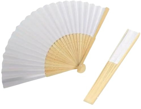 Set di 12/60/120/240 pezzi di VENTAGLI di Legno Bambu' E Carta Bianca per Matrimoni Wedding Sposa Eventi SEGNAPOSTO Chiesa (12)