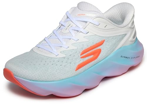 Skechers Women's Aero Burst Slip Ins Running Trainer, White/Multi, 4 UK