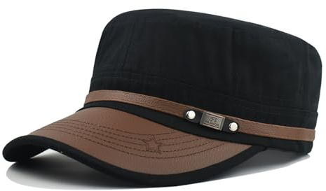 YAMEIZE snygg militär mössa för kvinnor män retro stjärna basebollkeps militärkeps fest resa solhatt utomhus, svart, one size