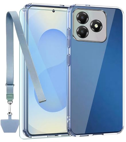 TIANDIMY Silicone Case and Lanyard + Screen Protector for Blackview Wave 8,Transparent Shockproof TPU Case,Bumper Phone Case,DustProof,Antiskid Anti-Scratch Phone Cover -M4