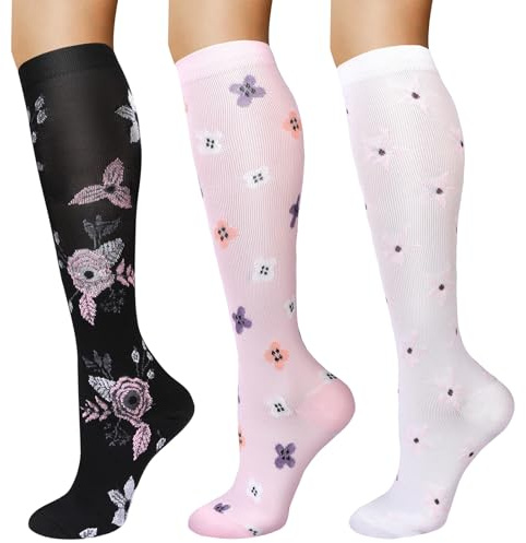 DiULi 3 Pairs Knee High Socks for Men and Women | Progressive Compression & Breathable Comfort, Over The Calf Long Socks for Work, Sports, Daily Wear