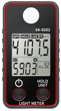 Digital ljusmätare, Ljusmätare Digital Belysningsstyrka Handhållen Lux Tester LCD 0,5-300000 Fc Pocket Luxmeter Fotometer Odla Växter,lätt att bära(Sk-8202)