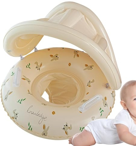 Bébé Siège de Piscine, Bouée Gonflable pour Enfant avec Auvent, Bouée Bébé de Natation, Flotteurs de Plage Amusants, Jeux d'eau pour Plage, Vacances Extérieures et Voyages