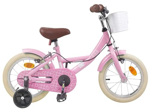 LoogCape barncykel tum för 2–4 år gammal ljusrosa med justerbar sadel och styre, robust stålram, fälgbroms, lätt vikt, lämplig för stad, fritid och träning