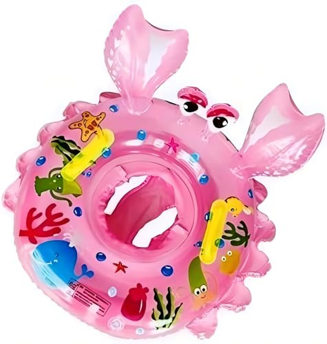 Ruutcasy Baby Swimming Float Ring,Inflatable Swimming Ring Children Waist Float Inflatable Floats Pool Toys Swimming Pool Safety Handles Kids Toddler for Age of 6-36months