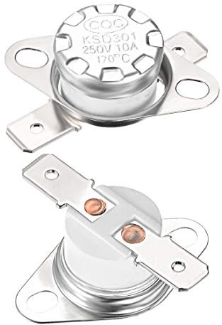 sourcing map Interrupteur contrôle température KSD301 Thermostat 170°C 10A 6,3mm N.C Borne 2Pcs